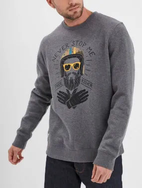Sweat biker vintage gris foncé
